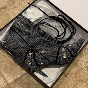 Elegant Black Rhinestone Women's Boots